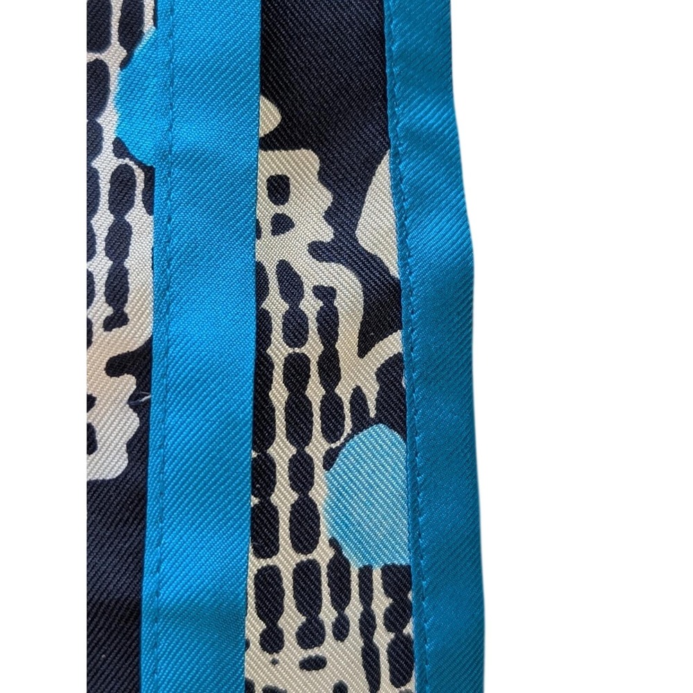 💙Vtg Carlisle 100% Silk Scarf 18"x 59" Mod Floral Abstract Blue Black RN 69161 - Picture 5 of 7